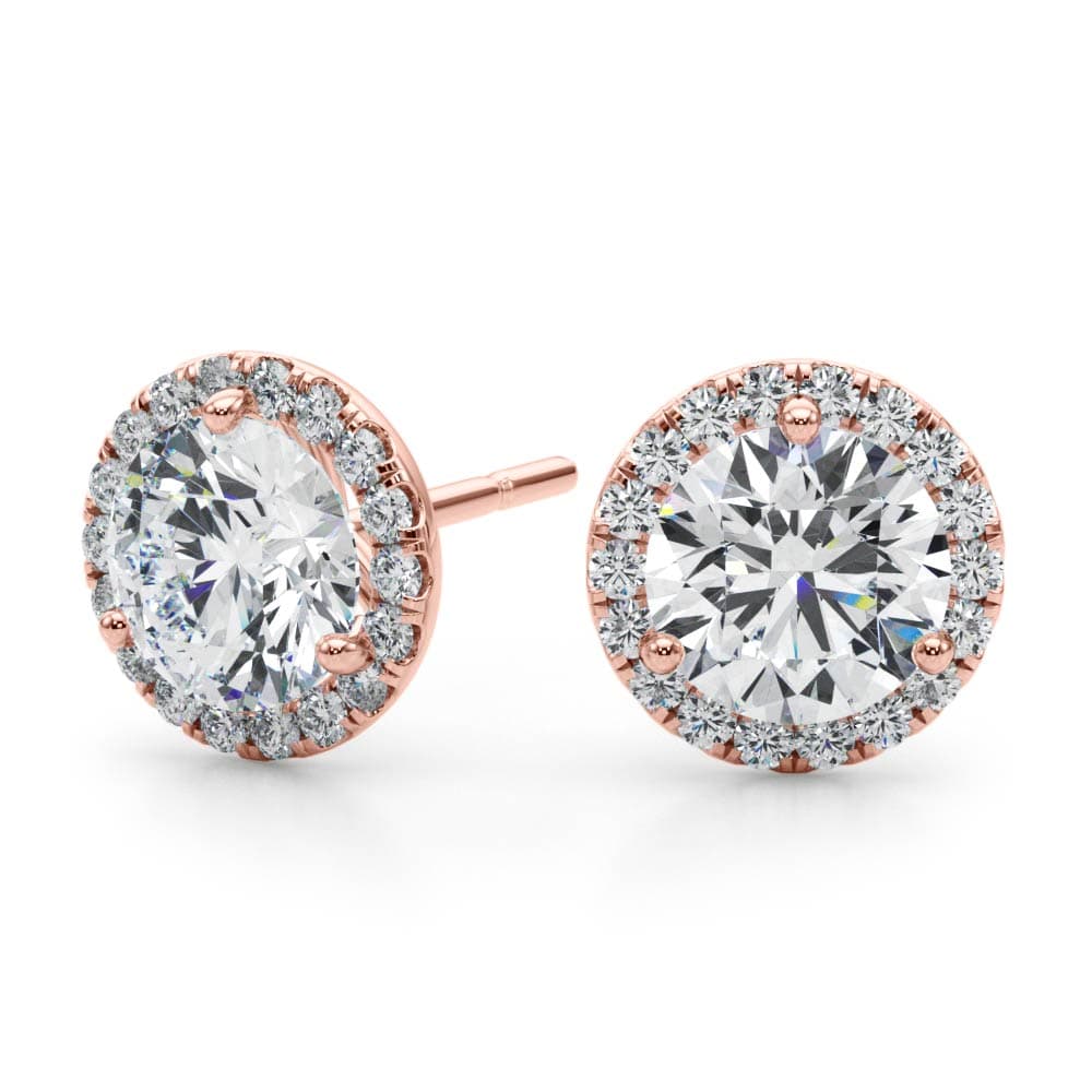 Round Martini Halo Studs (1/4 ct. tw.), Angle view in rose gold