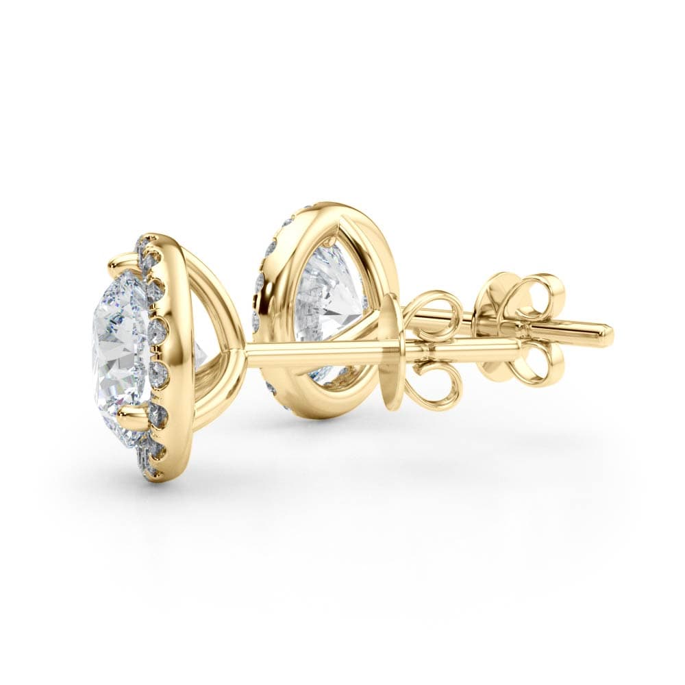 Round Martini Halo Studs (0.3 ct. tw.), On hand view in yellow gold