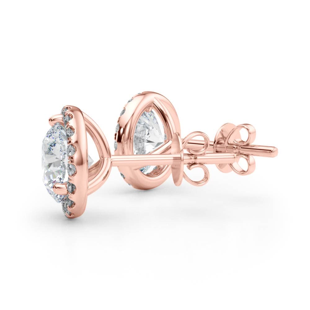 Round Martini Halo Studs (1/4 ct. tw.), On hand view in rose gold