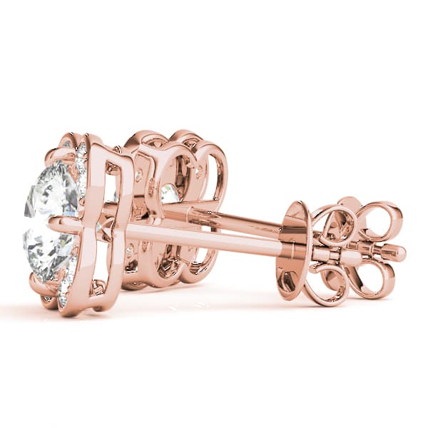 Clover Halo Round Studs (1/8 ct. tw.), Angle view in rose gold