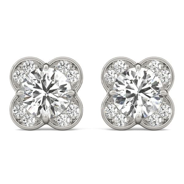 Clover Halo Round Studs — 1/2 CT — View 1