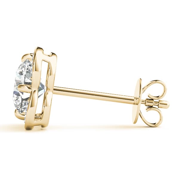 Clover Halo Round Studs (1/8 ct. tw.), Side view in yellow gold