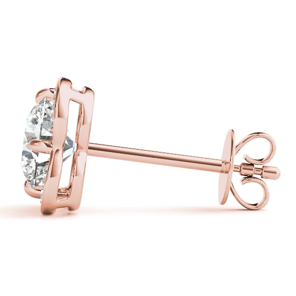 Clover Halo Round Studs (1/8 ct. tw.), Side view in rose gold