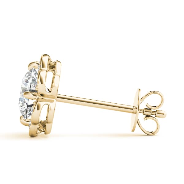 Round Floral Halo Studs (0.06 ct. tw.), Side view in yellow gold