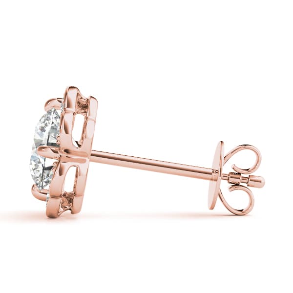 Round Floral Halo Studs (0.18 ct. tw.), Side view in rose gold