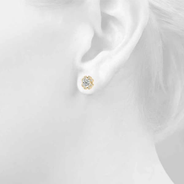 Round Floral Halo Studs (0.06 ct. tw.), Top view in yellow gold