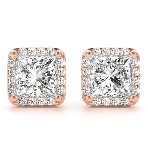 Square Halo Studs (1/4 ct. tw.), Front view in rose gold