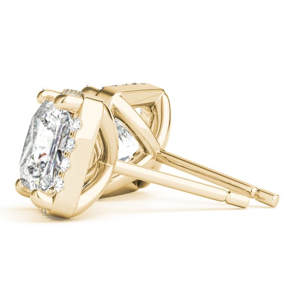 Square Halo Studs (1/4 ct. tw.), Side view in yellow gold