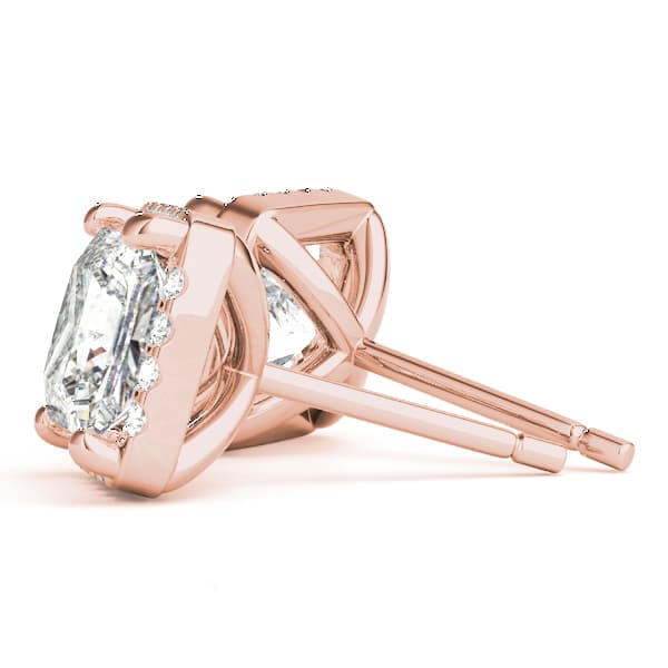 Square Halo Studs (1/4 ct. tw.), Side view in rose gold
