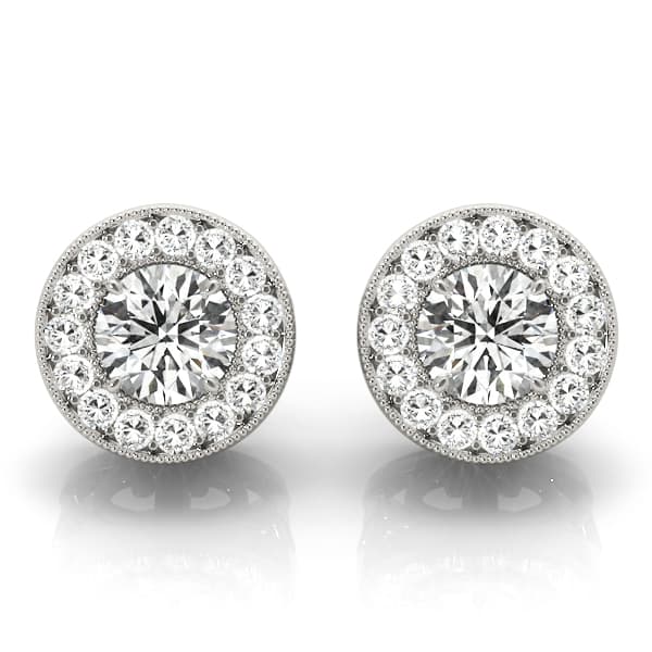 Vintage Inspired Round Halo Studs — 5 MM — View 1