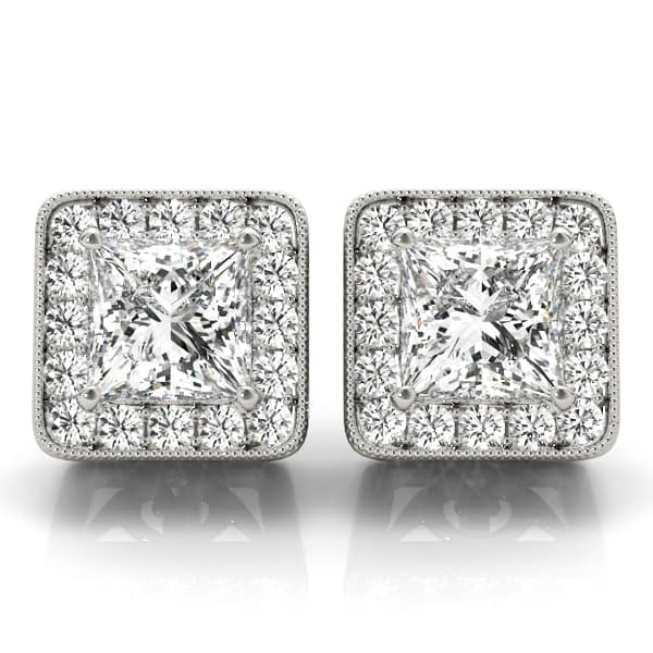Vintage Inspired Square Halo Studs — 4X4 MM — View 1