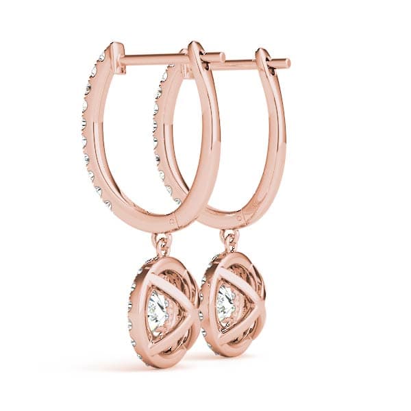 Round Double Halo Drop Earrings (5/8 ct. tw.), Side view in rose gold