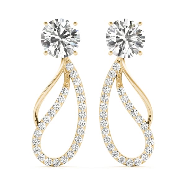 Round Pavé Freeform Drop Earring Jacket, Right (0.19 ct. tw.), Front view in yellow gold