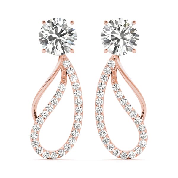 Round Pavé Freeform Drop Earring Jacket, Left (0.19 ct. tw.), Front view in rose gold