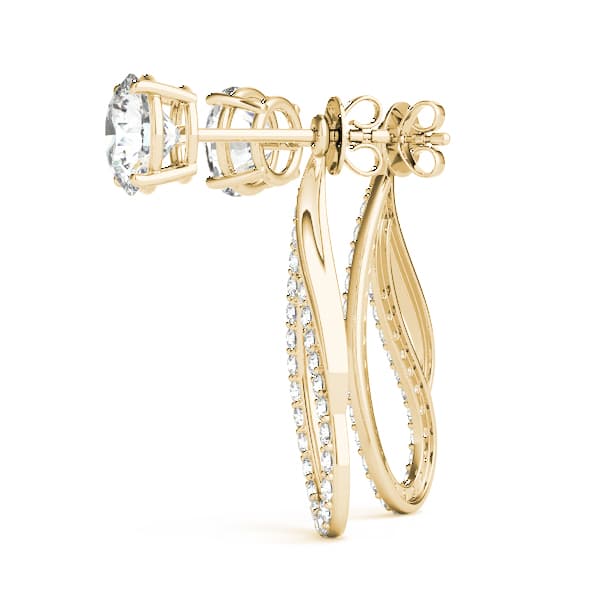 Round Pavé Freeform Drop Earring Jacket, Right (0.19 ct. tw.), Angle view in yellow gold