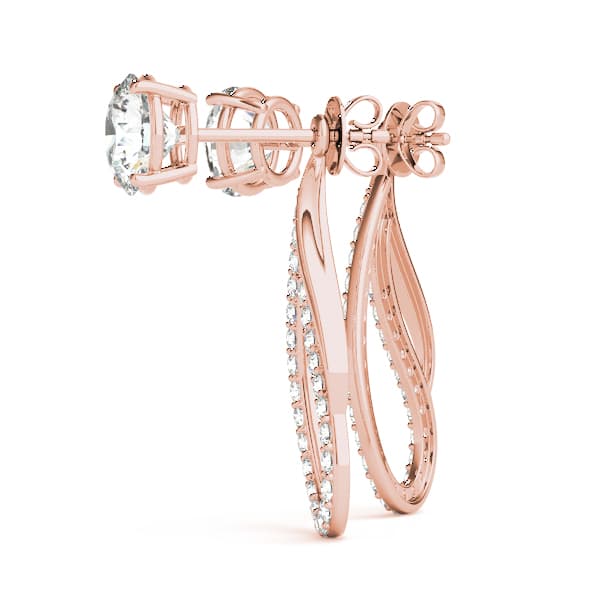 Round Pavé Freeform Drop Earring Jacket, Left (0.19 ct. tw.), Angle view in rose gold