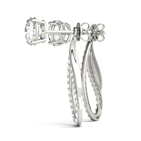 Round Pavé Freeform Drop Earring Jacket, Right (0.19 ct. tw.), Angle view in white gold or platinum