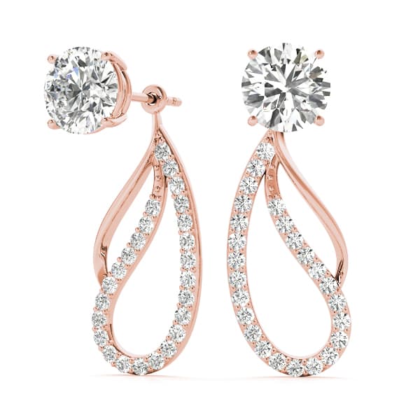 Round Pavé Freeform Drop Earring Jacket, Left (0.19 ct. tw.), On hand view in rose gold