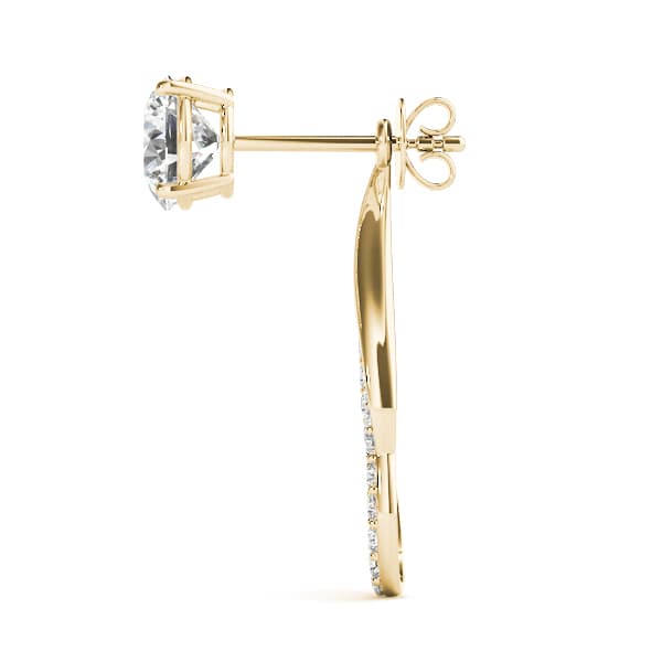 Round Pavé Freeform Drop Earring Jacket, Right (0.19 ct. tw.), Side view in yellow gold