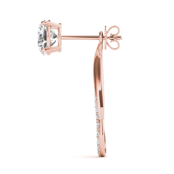 Round Pavé Freeform Drop Earring Jacket, Left (0.19 ct. tw.), Side view in rose gold