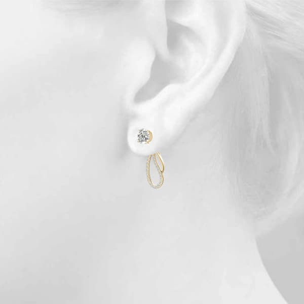 Round Pavé Freeform Drop Earring Jacket, Right (0.19 ct. tw.), Top view in yellow gold