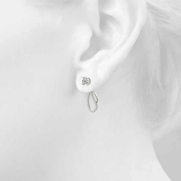 Round Pavé Freeform Drop Earring Jacket, Right (0.19 ct. tw.), Top view in white gold or platinum