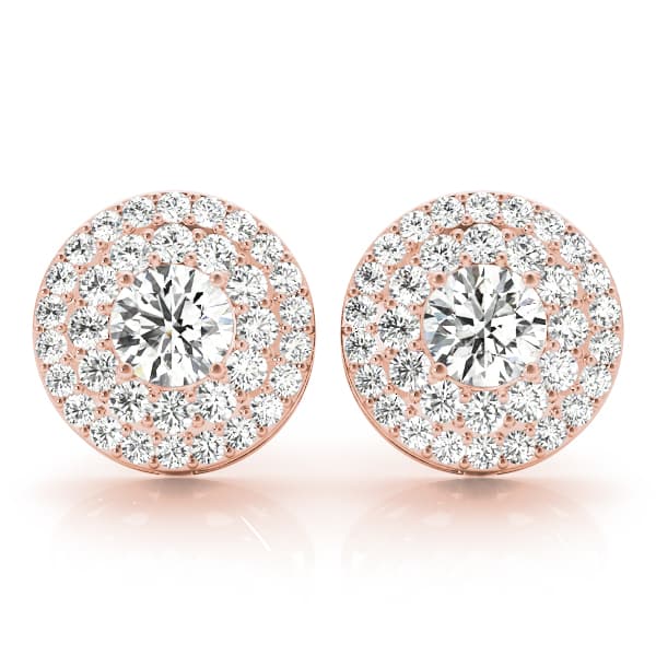 Round Double Halo Studs (0.8 ct. tw.), Front view in rose gold