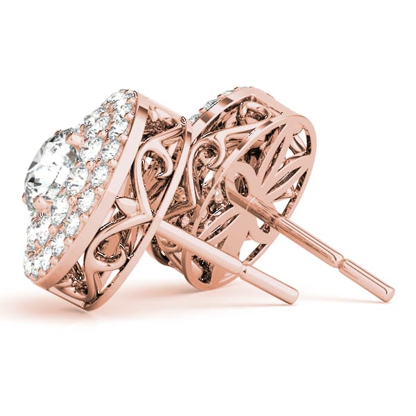 Round Double Halo Studs (0.8 ct. tw.), Side view in rose gold