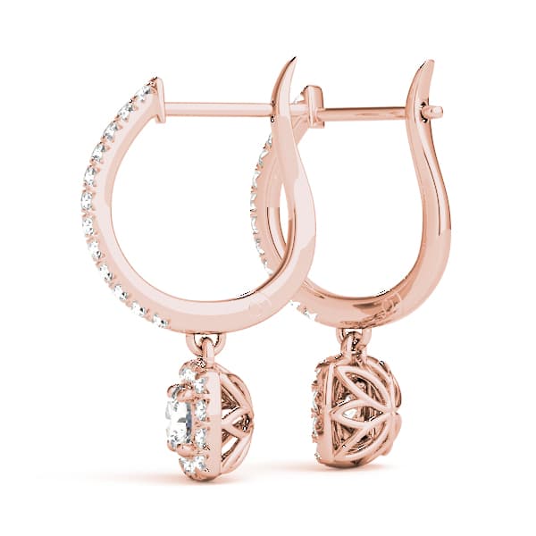 Cushion Shaped Halo Round Hoop (1/2 ct. tw.), Angle view in rose gold