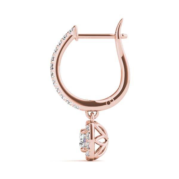 Cushion Shaped Halo Round Hoop (1/2 ct. tw.), Side view in rose gold