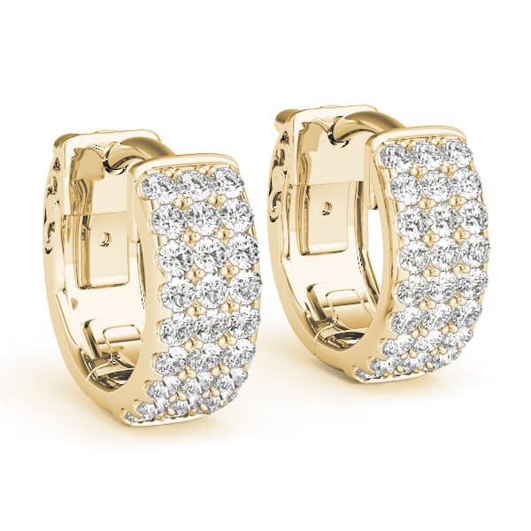 Three-Row Pavé Huggie Earrings (0.54 ct. tw.), Front view in yellow gold