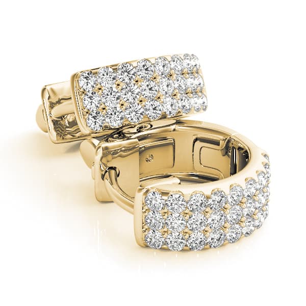 Three-Row Pavé Huggie Earrings (0.54 ct. tw.), On hand view in yellow gold