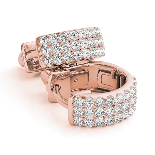 Three-Row Pavé Huggie Earrings (0.54 ct. tw.), On hand view in rose gold