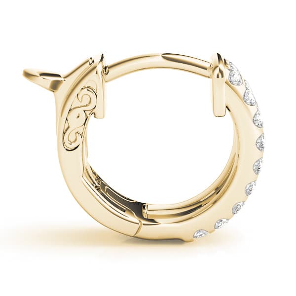 Three-Row Pavé Huggie Earrings (0.54 ct. tw.), Side view in yellow gold