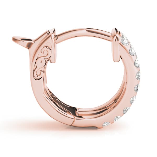 Three-Row Pavé Huggie Earrings (0.54 ct. tw.), Side view in rose gold