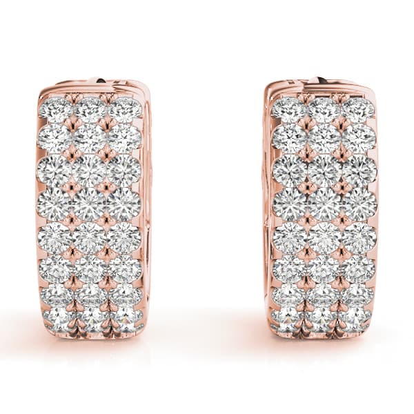 Three-Row Pavé Huggie Earrings (0.54 ct. tw.), Top view in rose gold
