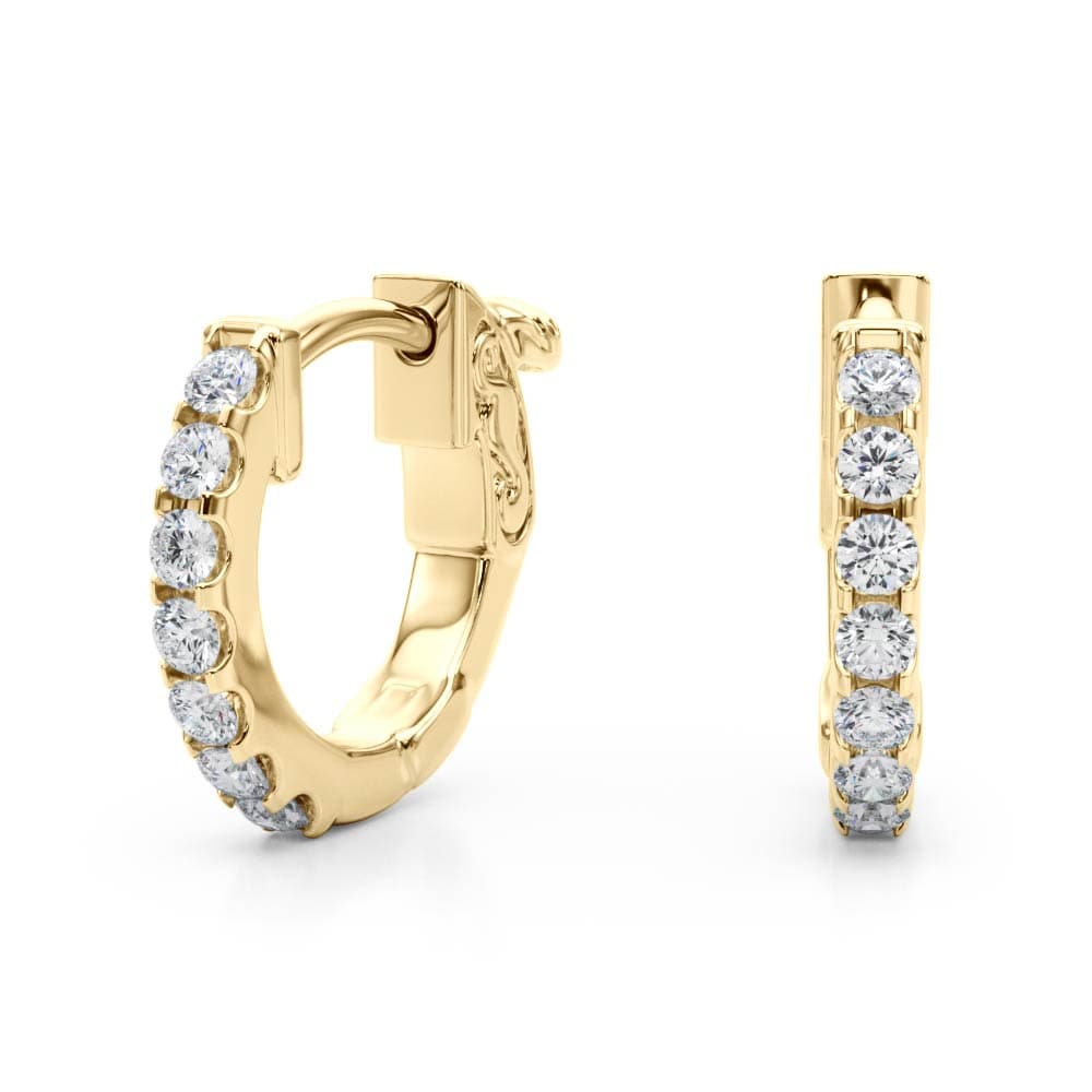 Pavé Diamond Huggie Earrings (0.28 ct. tw.), Angle view in yellow gold