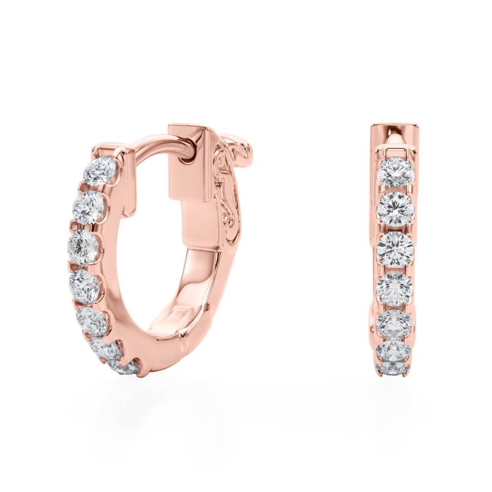 Pavé Diamond Huggie Earrings (0.28 ct. tw.), Angle view in rose gold