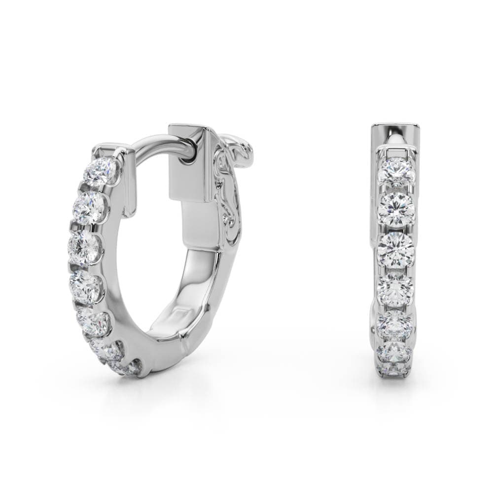 Pavé Diamond Huggie Earrings (0.28 ct. tw.), Angle view in white gold or platinum