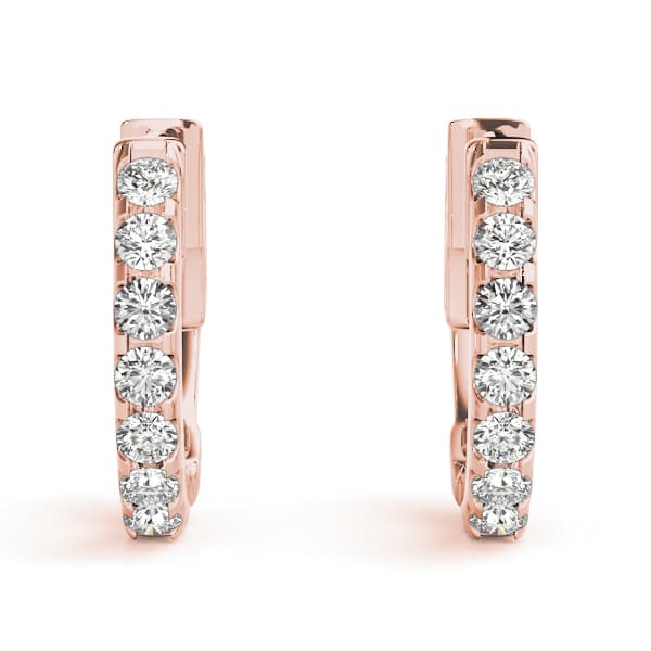 Pavé Diamond Huggie Earrings (0.28 ct. tw.), Top view in rose gold