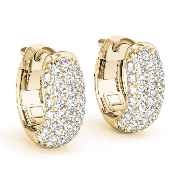 Five-Row Pavé Diamond Huggie Earrings (0.83 ct. tw.), Front view in yellow gold