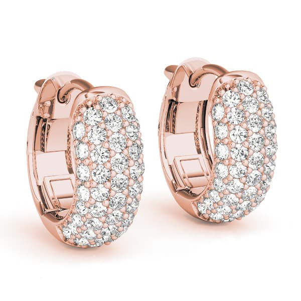Five-Row Pavé Diamond Huggie Earrings (0.83 ct. tw.), Front view in rose gold