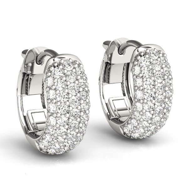 Five-Row Pavé Diamond Huggie Earrings — View 1