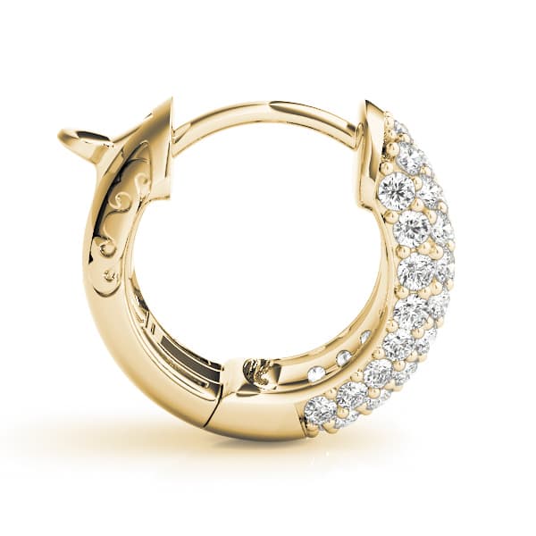 Five-Row Pavé Diamond Huggie Earrings (0.83 ct. tw.), Side view in yellow gold