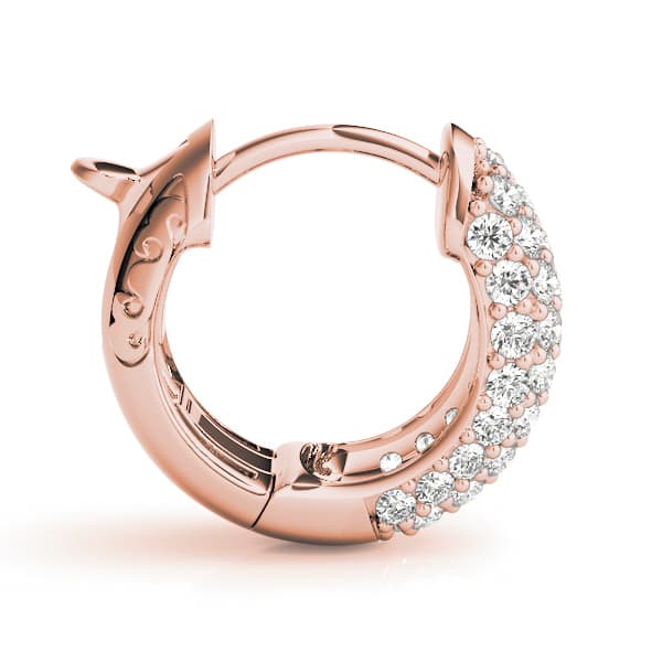 Five-Row Pavé Diamond Huggie Earrings (0.83 ct. tw.), Side view in rose gold