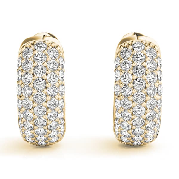 Five-Row Pavé Diamond Huggie Earrings (0.83 ct. tw.), Top view in yellow gold