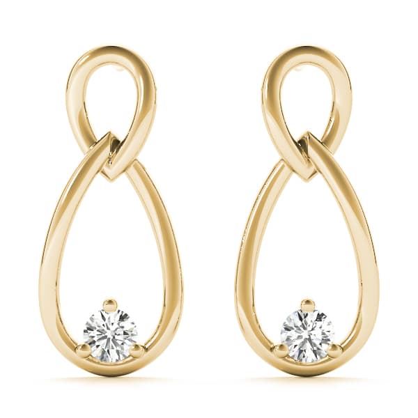Infinity Teardrop Earrings (1/8 ct. tw.), Front view in yellow gold