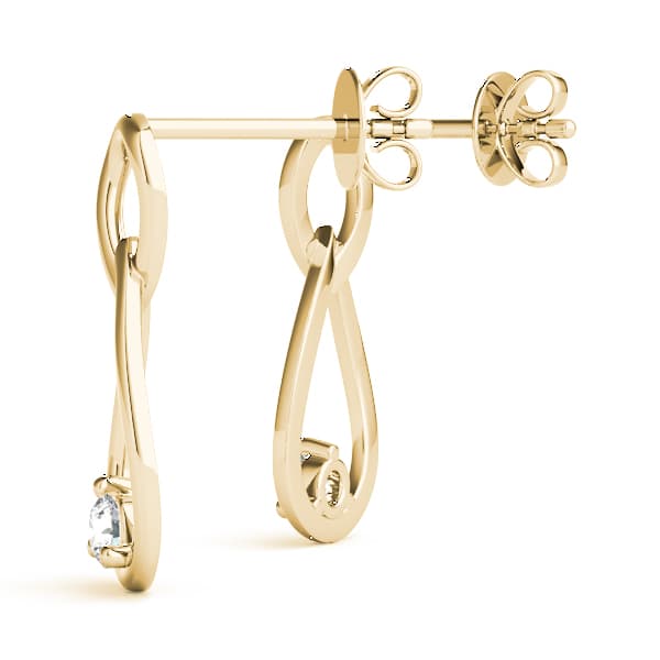 Infinity Teardrop Earrings (1/8 ct. tw.), Angle view in yellow gold