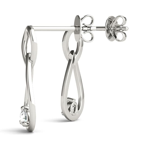 Infinity Teardrop Earrings (1/8 ct. tw.), Angle view in white gold or platinum