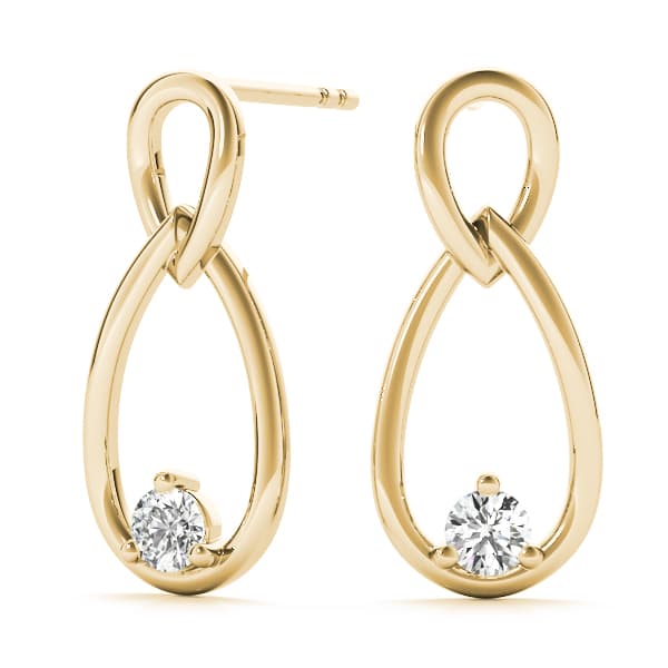 Infinity Teardrop Earrings (1/8 ct. tw.), On hand view in yellow gold